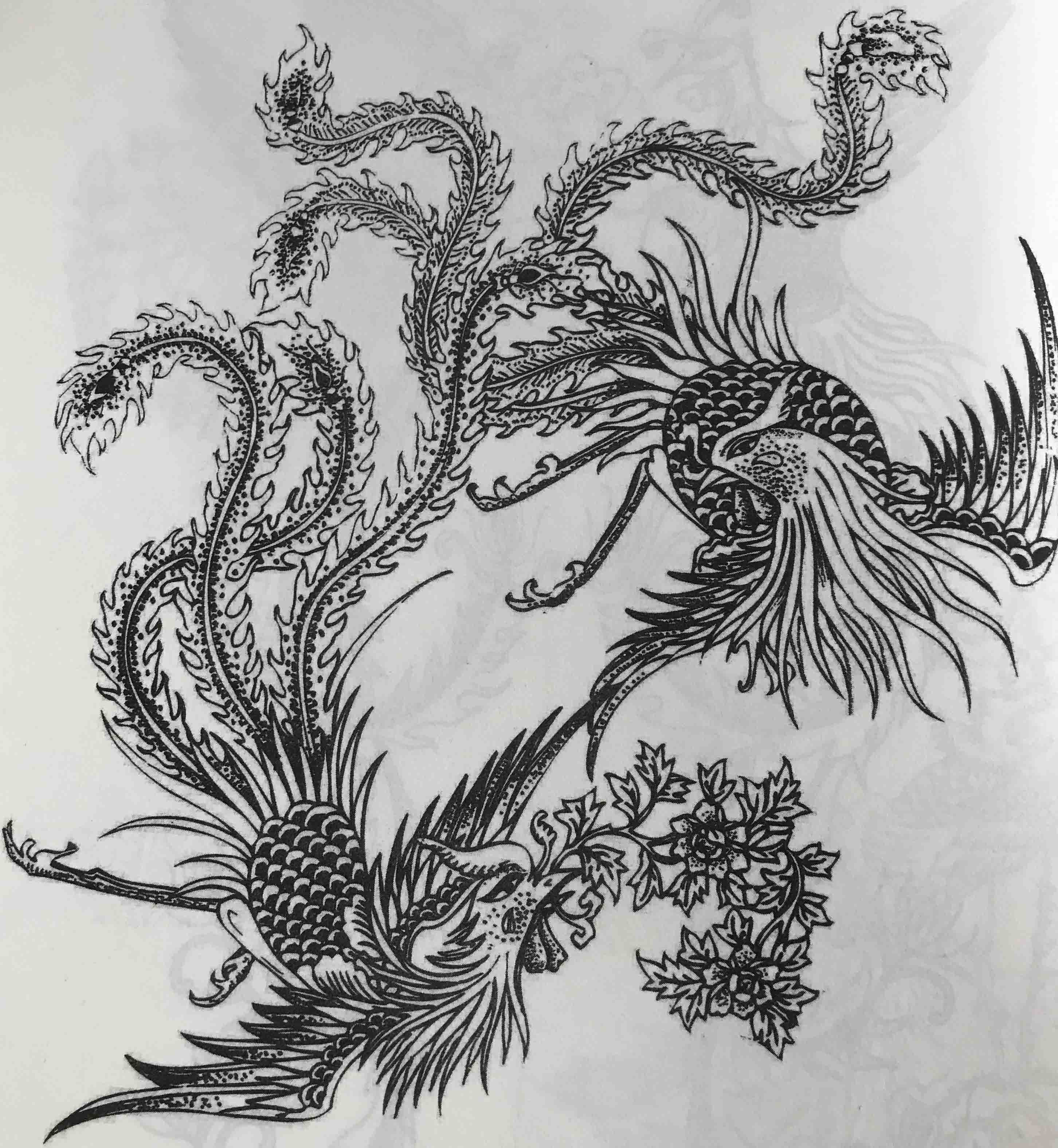 把牡丹抬上了"花中之王"的宝座,素以鸟王为称的凤凰和花王牡丹相配在