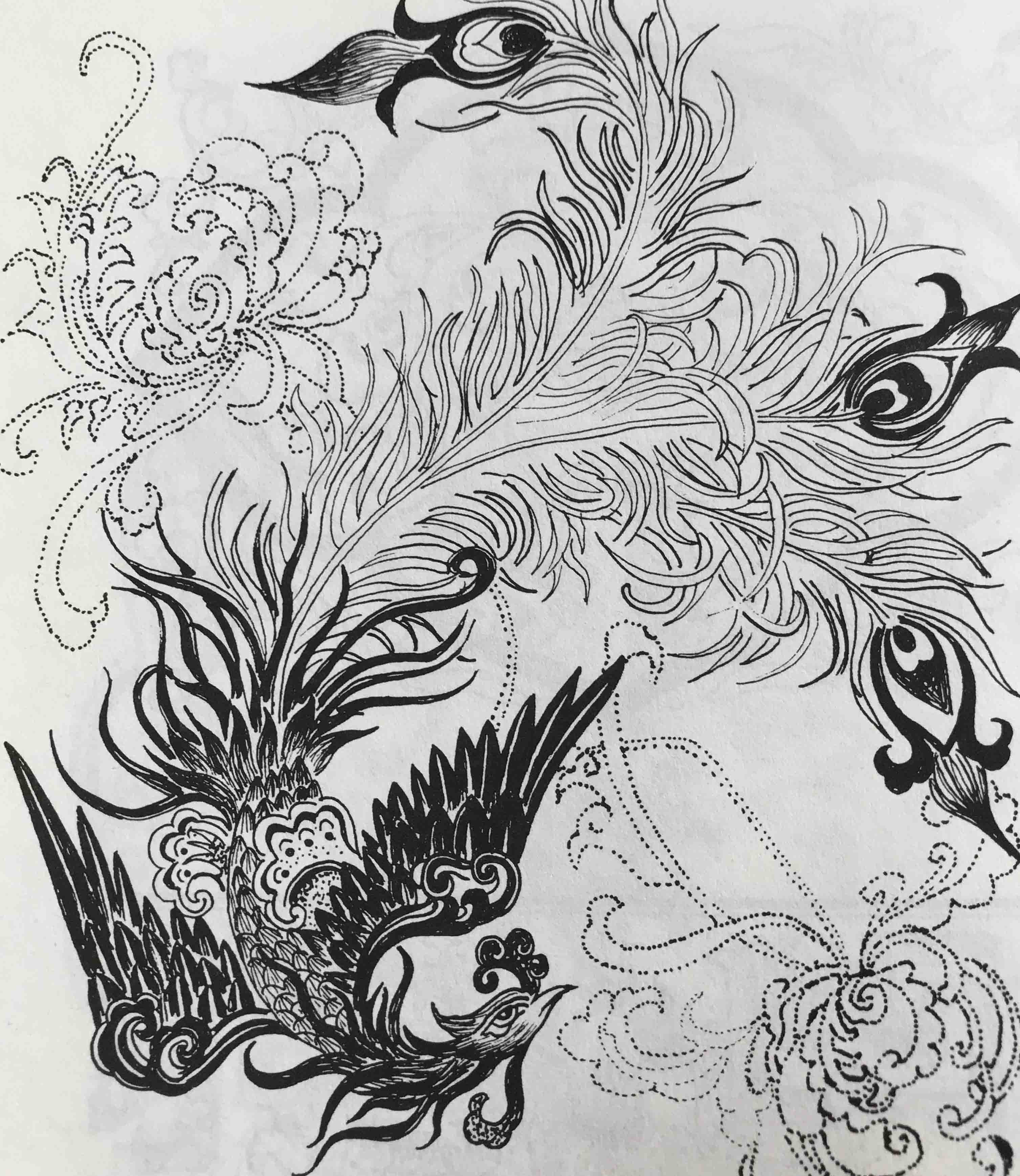 把牡丹抬上了"花中之王"的宝座,素以鸟王为称的凤凰和花王牡丹相配在
