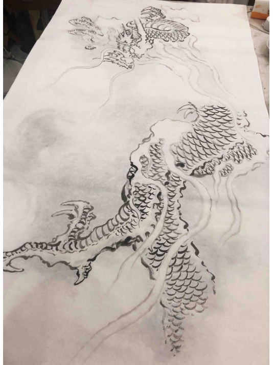 中国龙国画龙《墨龙》四尺